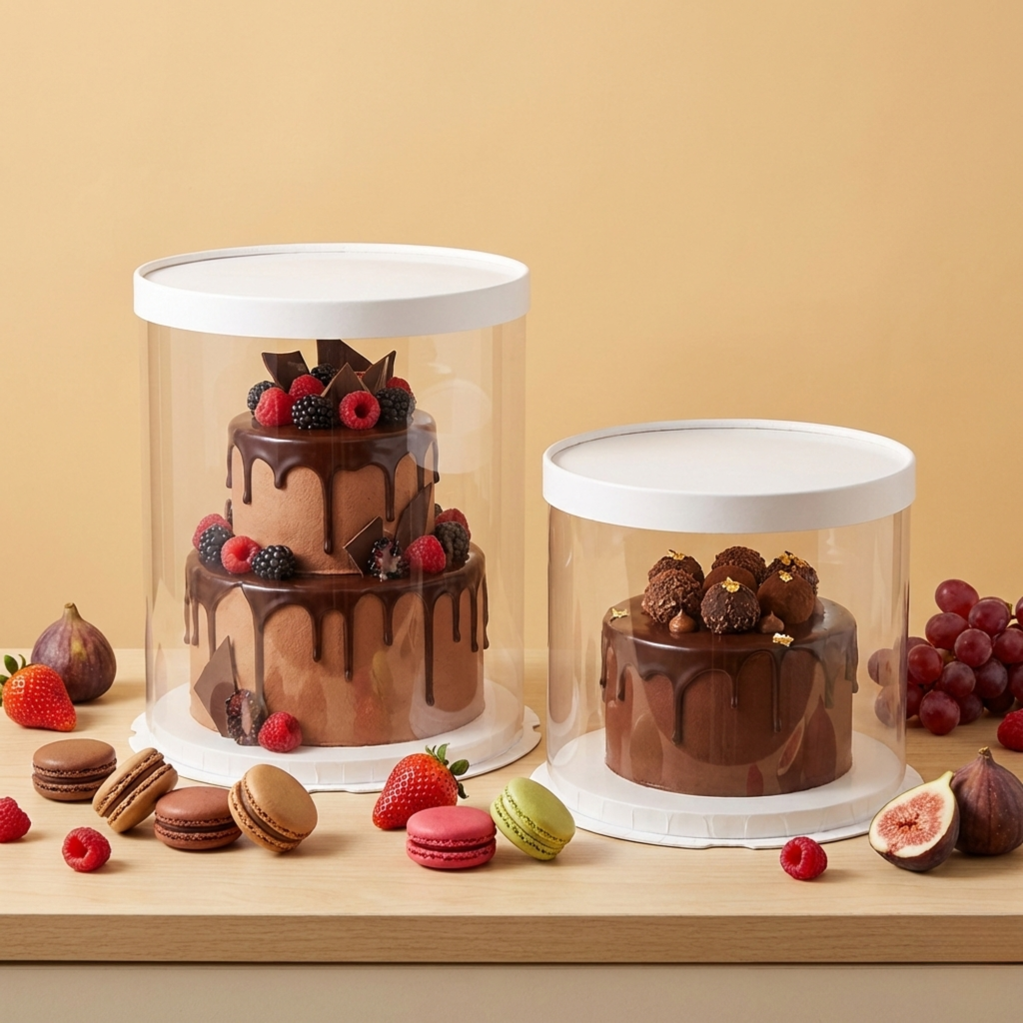 Cutie Tort Rotundă Transparentă cu Bază Albă Crystal